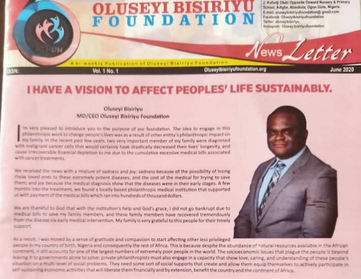 OBF RELEASES FIRST NEWSLETTER OF THE FOUNDATION